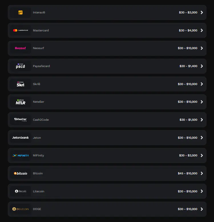 Deposit and Withdrawal Methods at Wildsino Casino