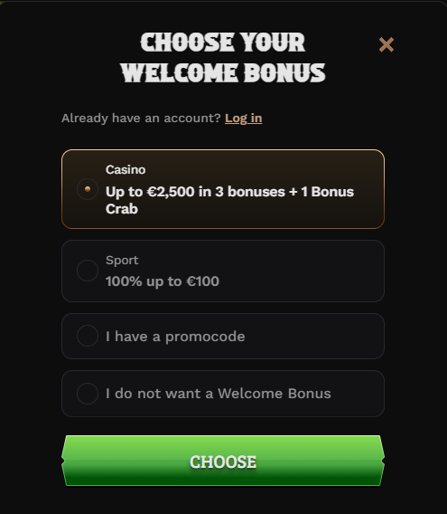 Wildsino Casino registration form