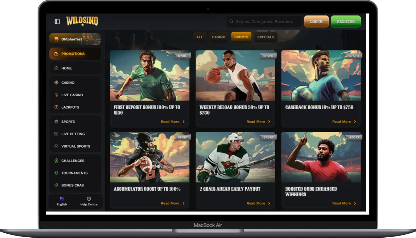 Bonuses and promotions for sports at Wildsino